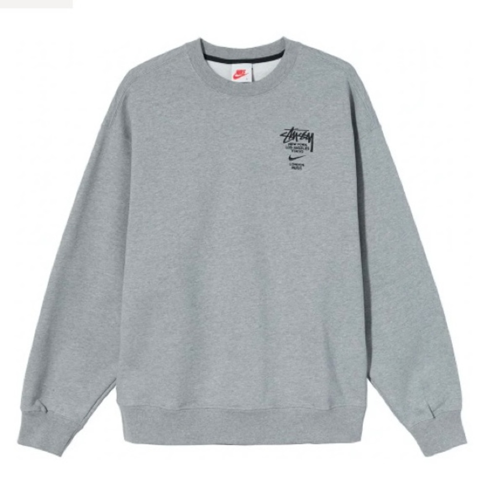 Nike stussy gray crew neck size large (stussy runs large than usual)